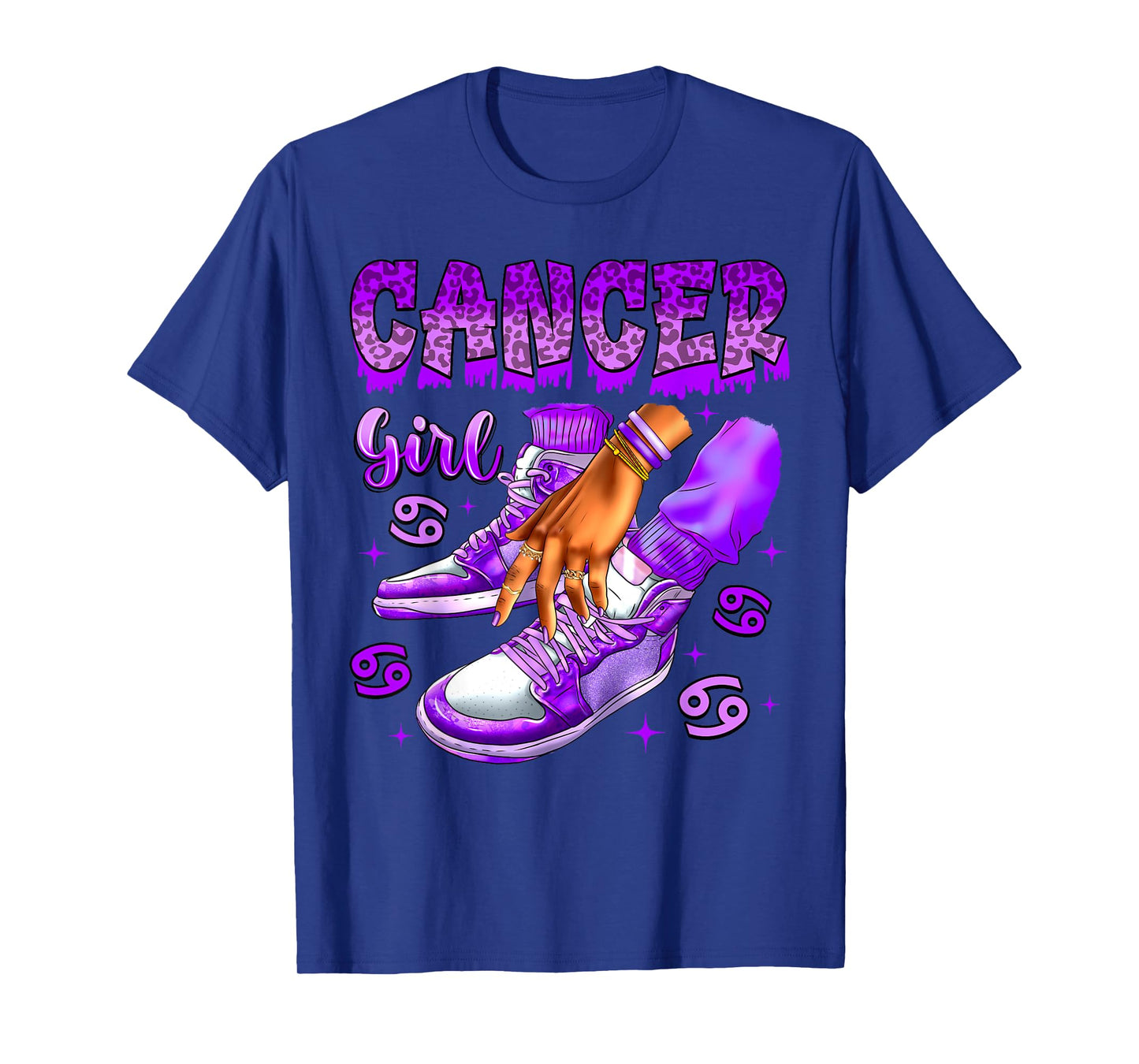 Cancer Girl Birthday Black Women Sneakers Zodiac Sign T-Shirt