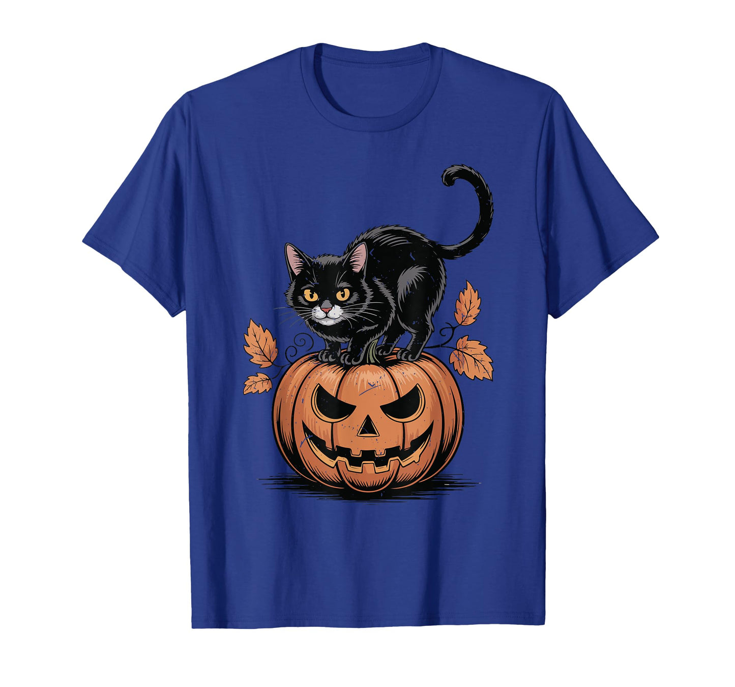 Black Cat Pumpkin Halloween Men Women Funny Mom Dad Vintage T-Shirt