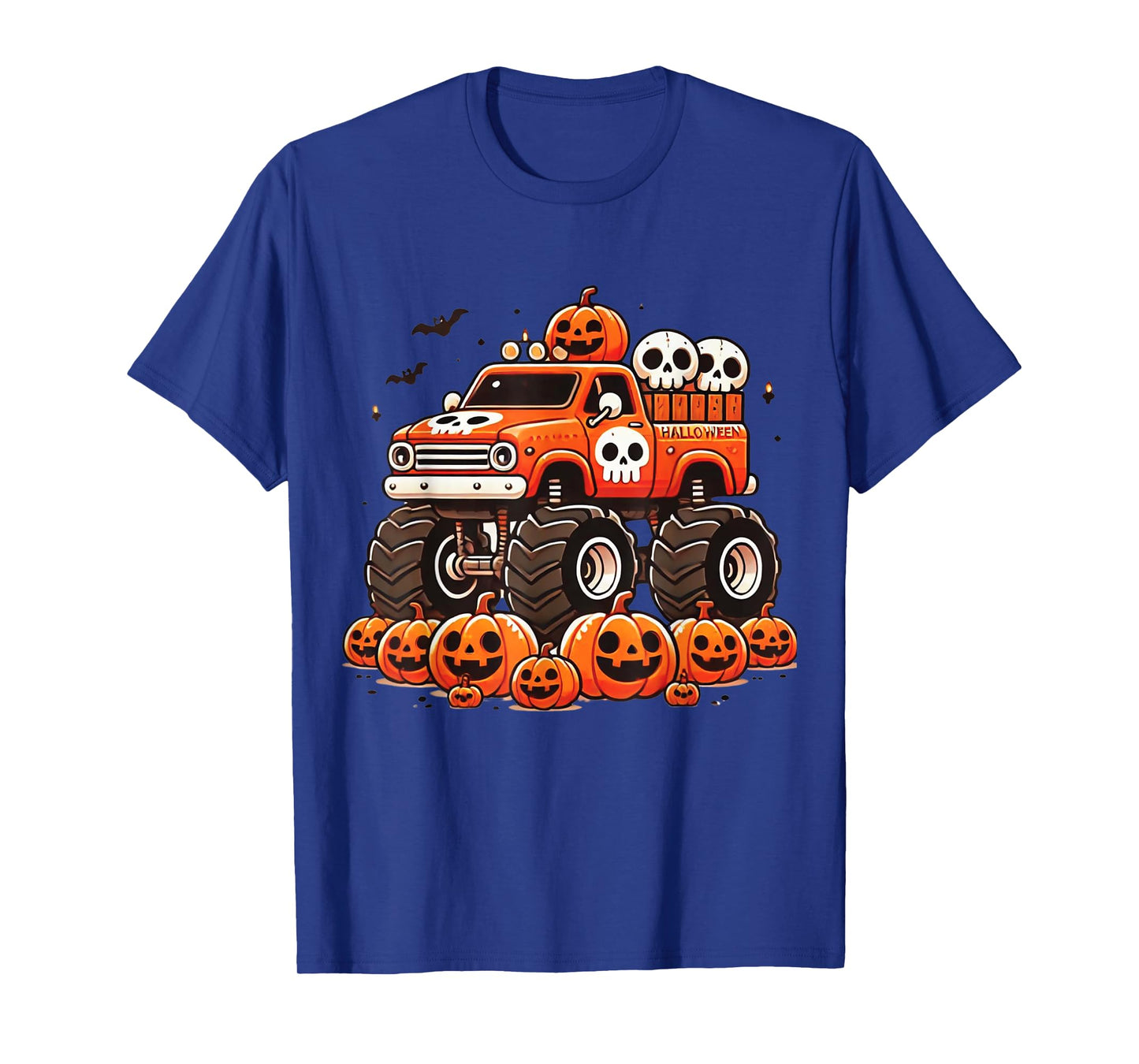 Kids Monster Truck Pumpkin Jack O Lantern Halloween Costume T-Shirt