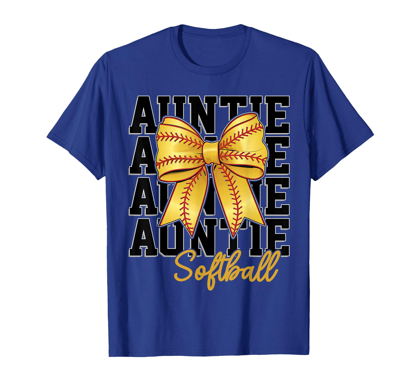 Softball Auntie Coquette Bow Biggest Fan Sport Lovers Girl T-Shirt
