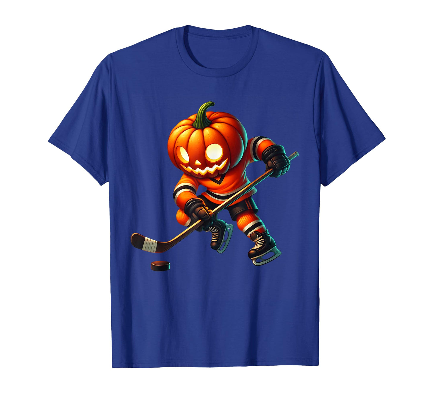 Ice Hockey Pumpkin Face Halloween Costume Men Boys Kids T-Shirt