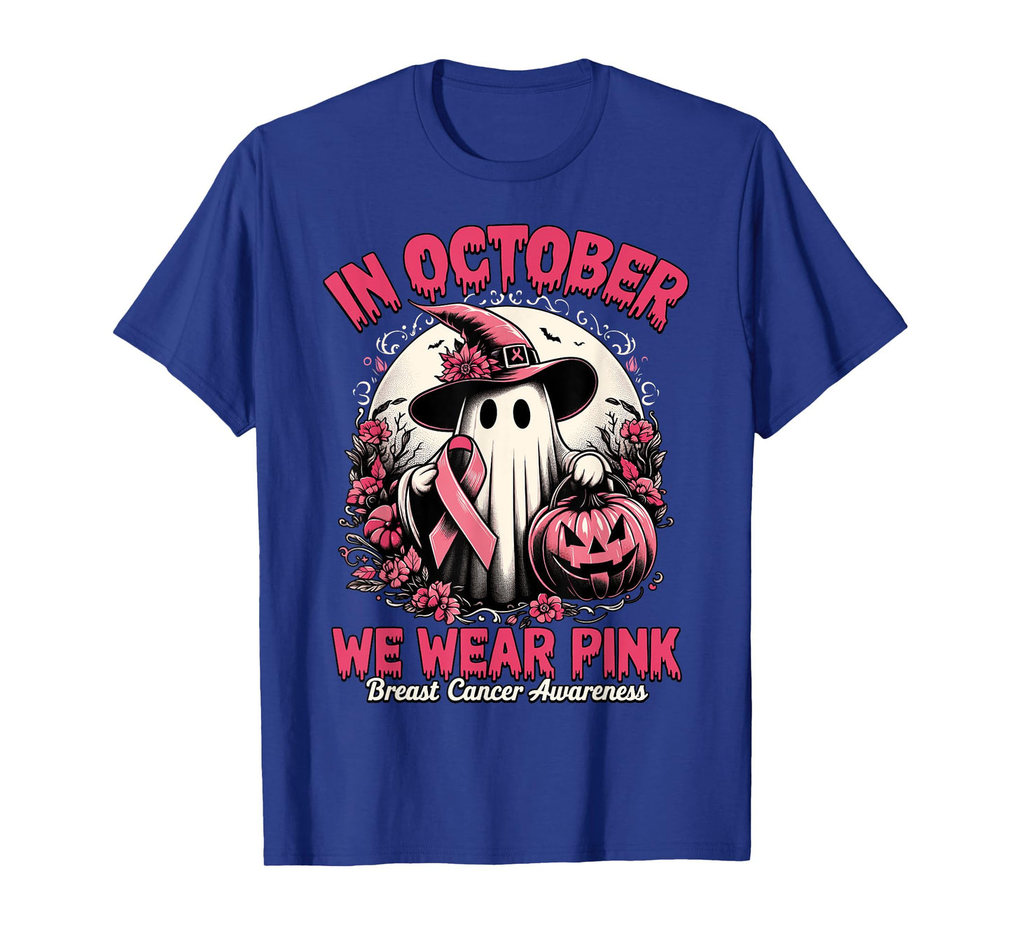 Breast Cancer Shirts Women Halloween In October We Wear Pink T-Shirt
