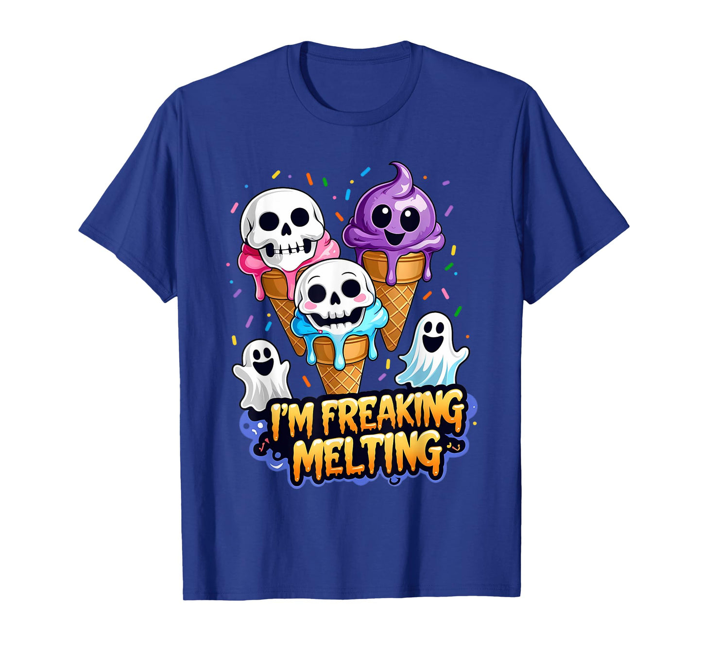 Cute I'm Freaking Melting Skull Ice Cream Halloween T-Shirt