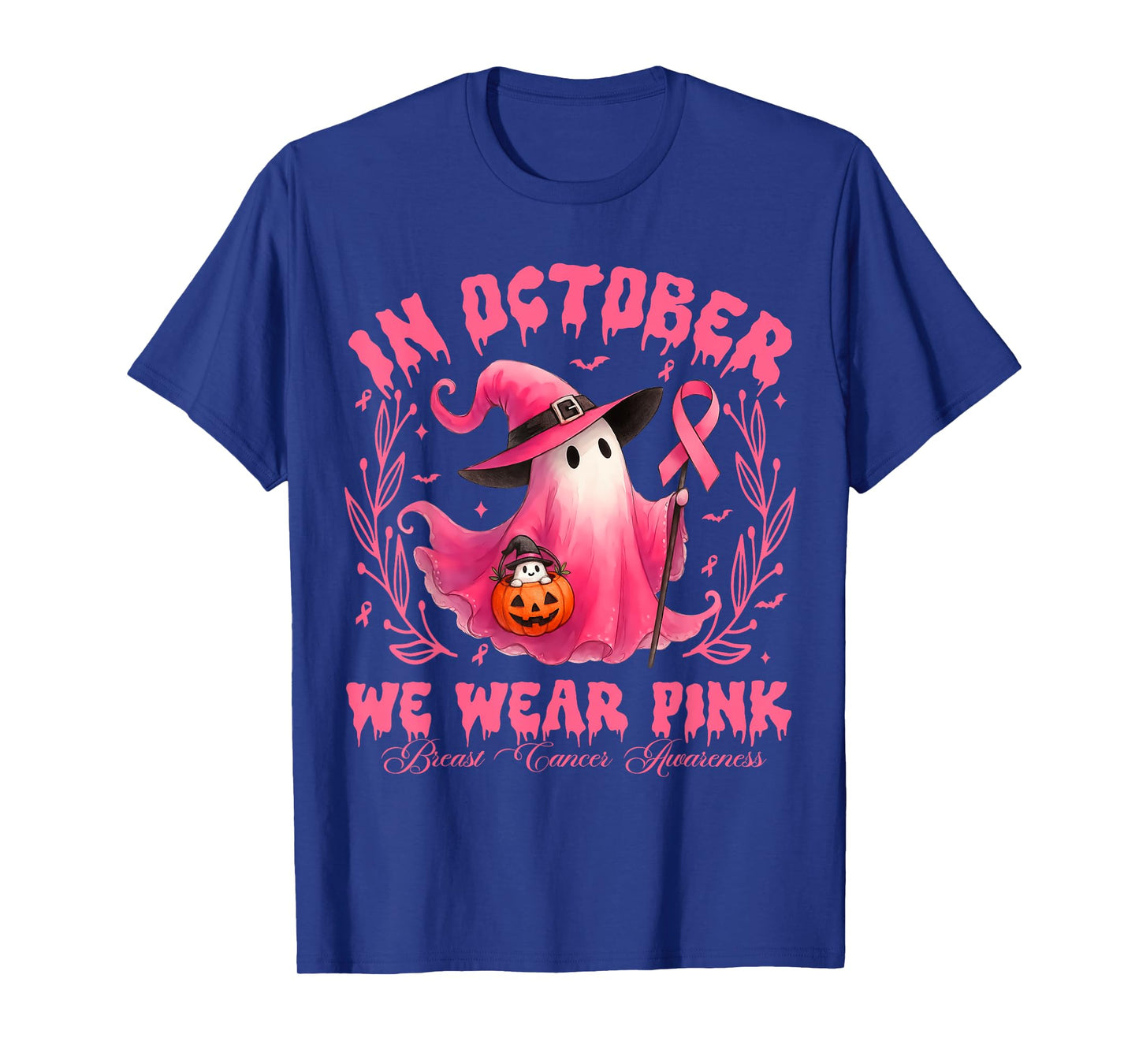 In October We Wear Pink Breast Cancer Awareness Halloween T-Shirt