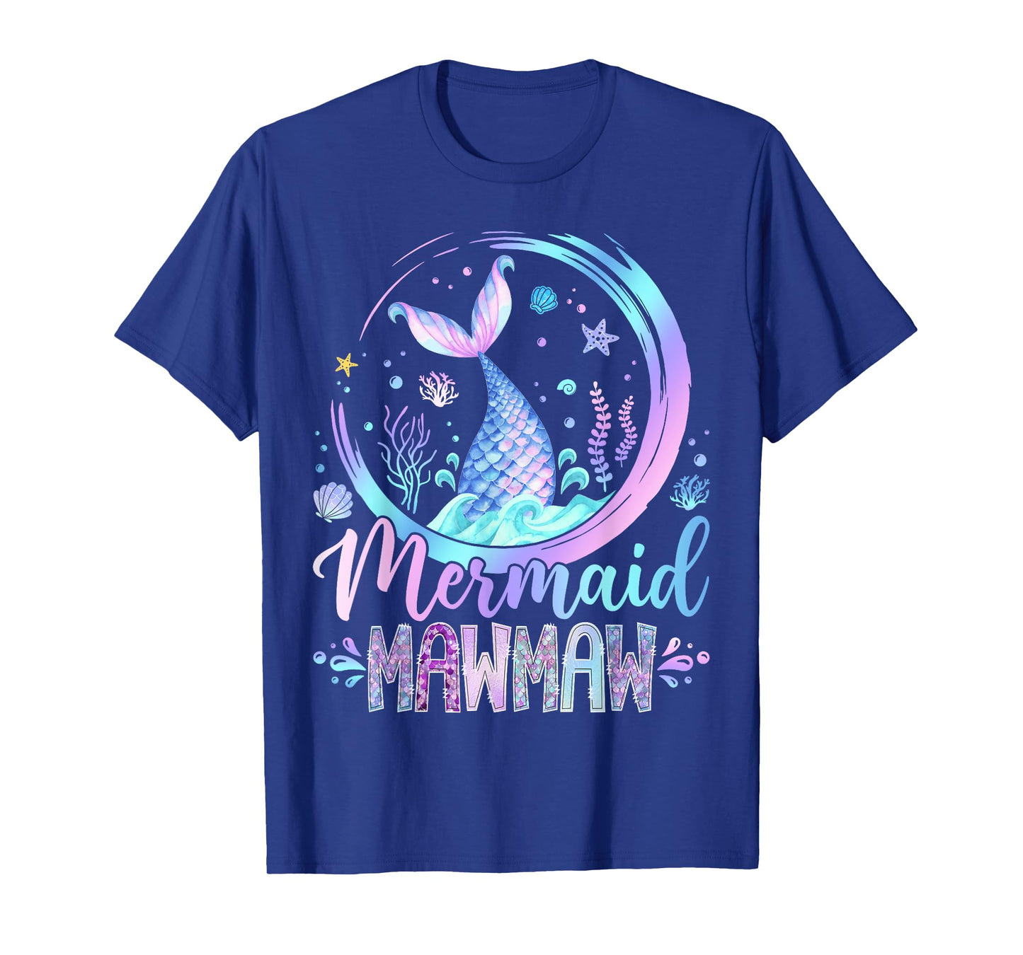 Mermaid Mawmaw Family Matching Girl Birthday Party T-Shirt