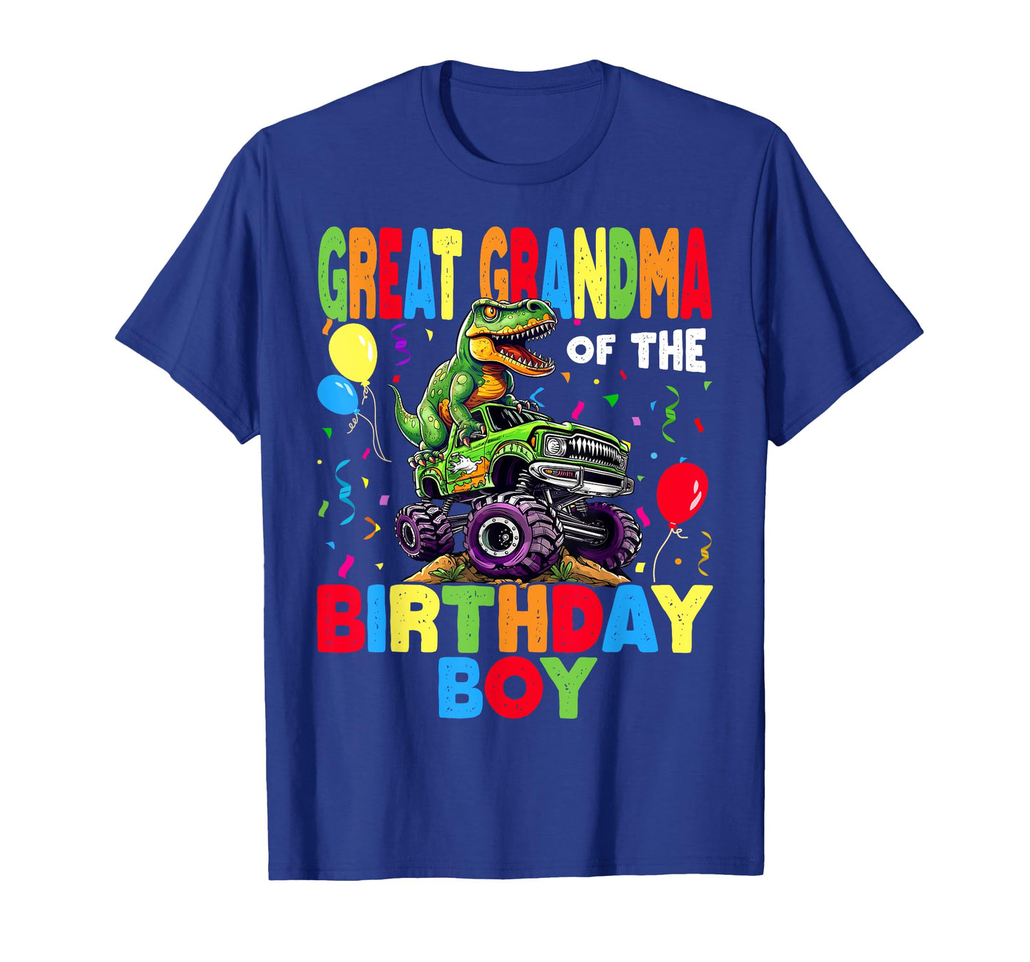Great Grandma Of The Birthday Boy Dinosaur -Monster Truck T-Shirt