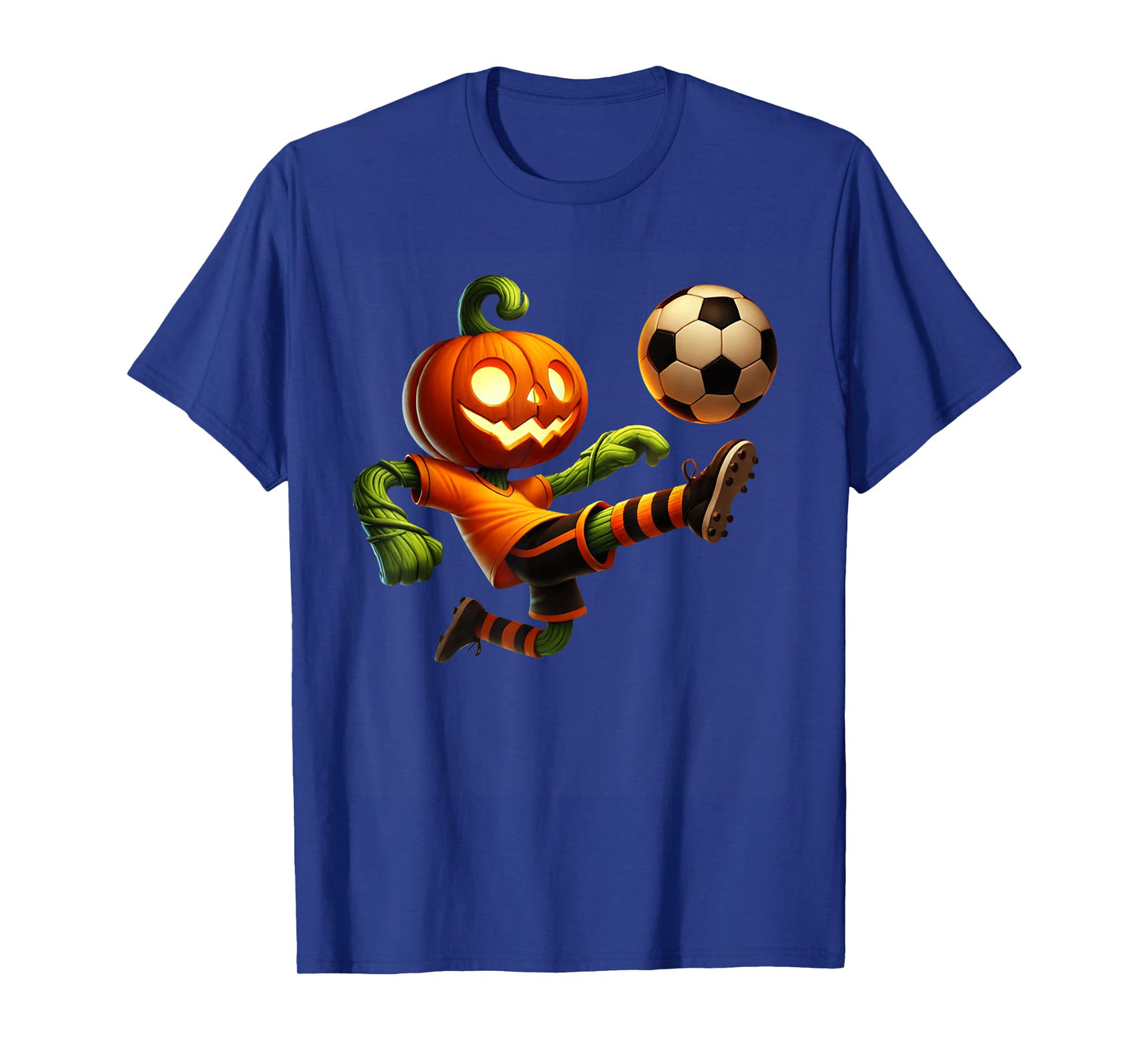 Pumpkin Face Soccer Halloween Costume Men Boys Kids Cute T-Shirt