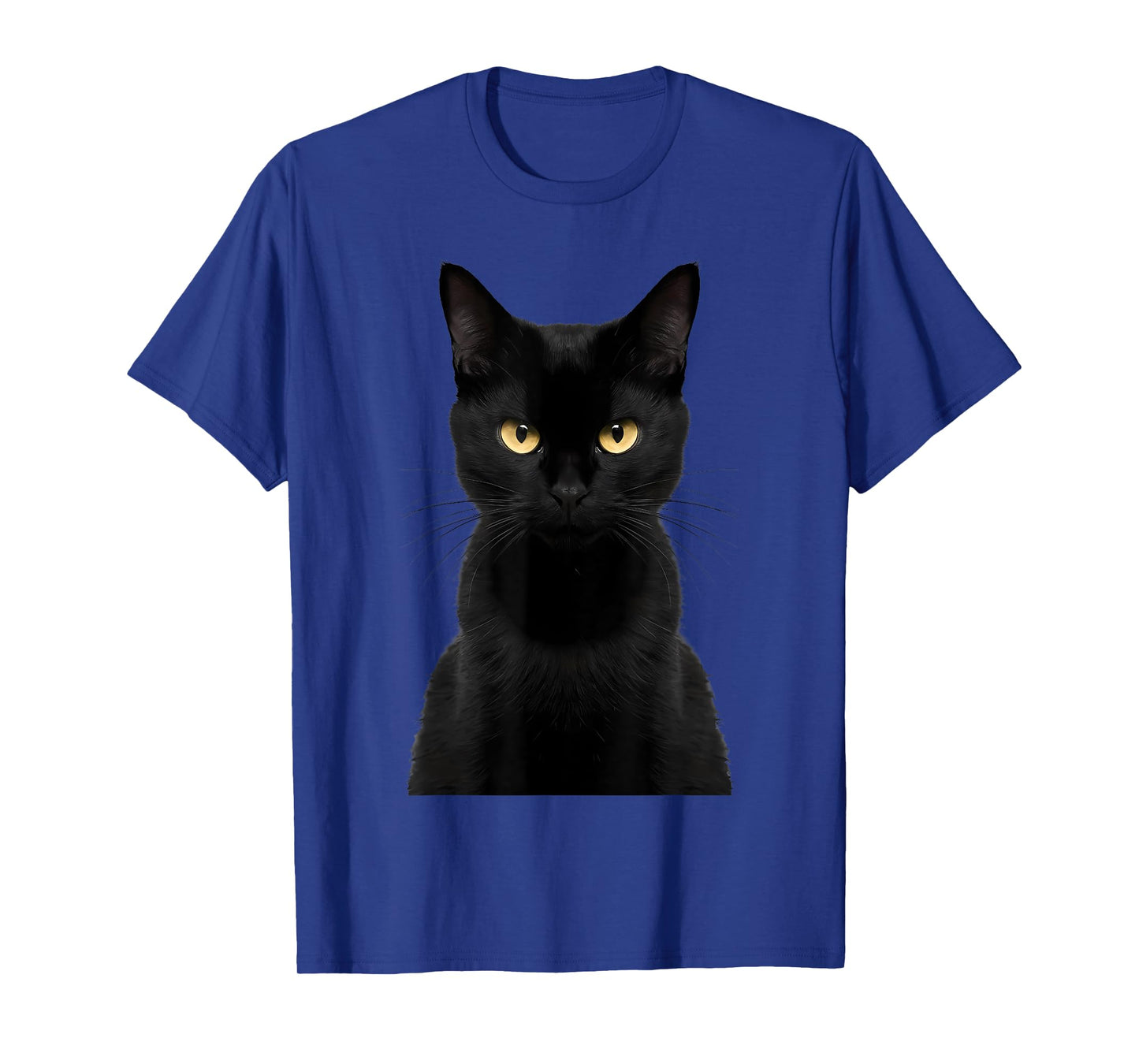 Black Cat Yellow Eyes Angry Cat Funny Staring Cat Halloween Men Women Kids T-Shirt
