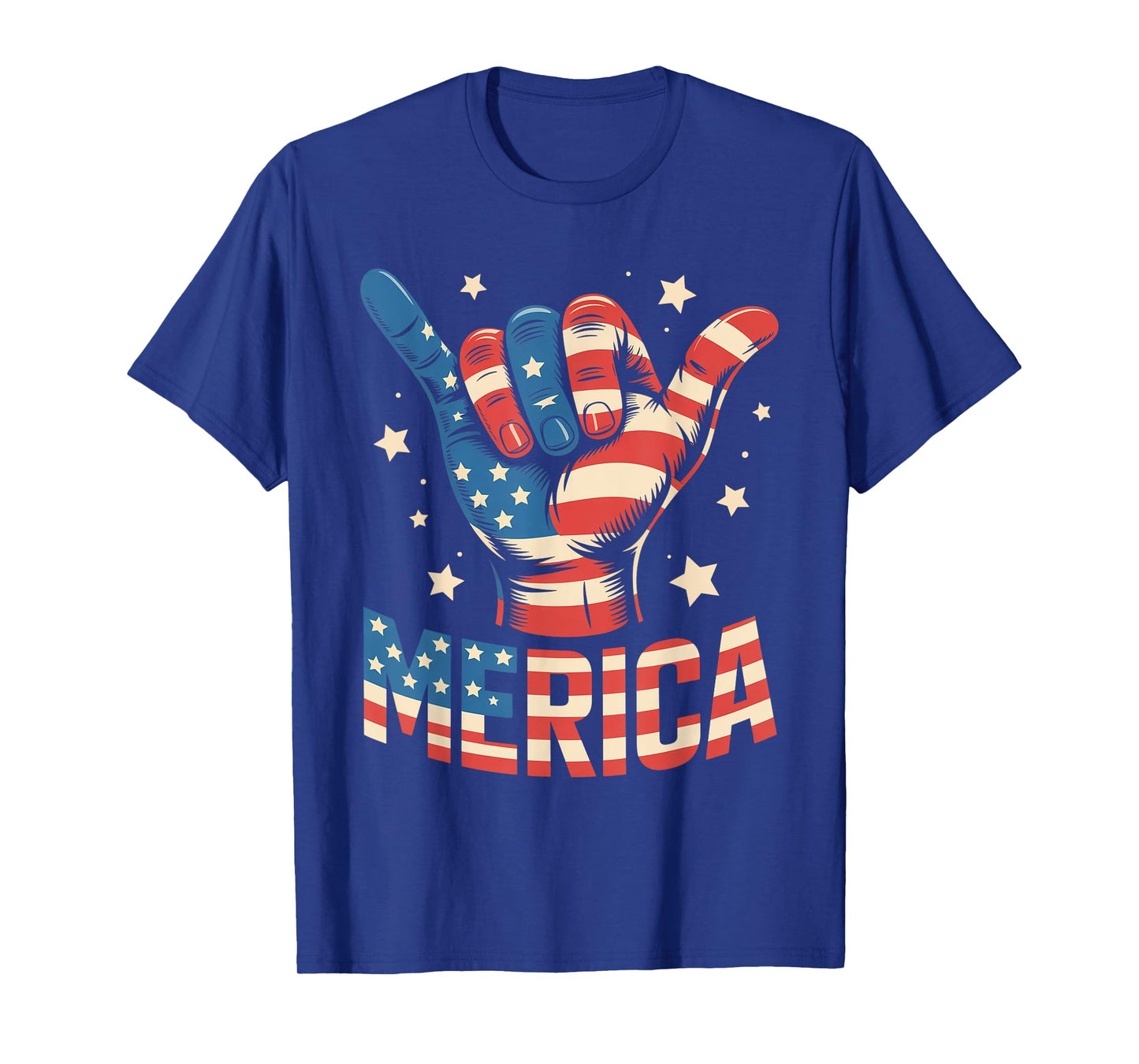 Merica Rock Sign 4th of July Vintage American Flag Retro USA T-Shirt