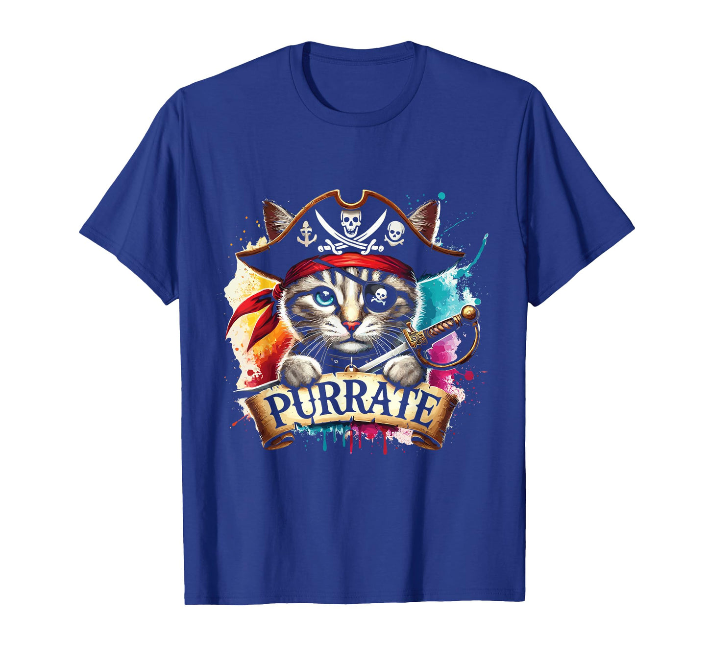 Halloween Pirate Cat Purrate Cute Cat Men Women Kids T-Shirt