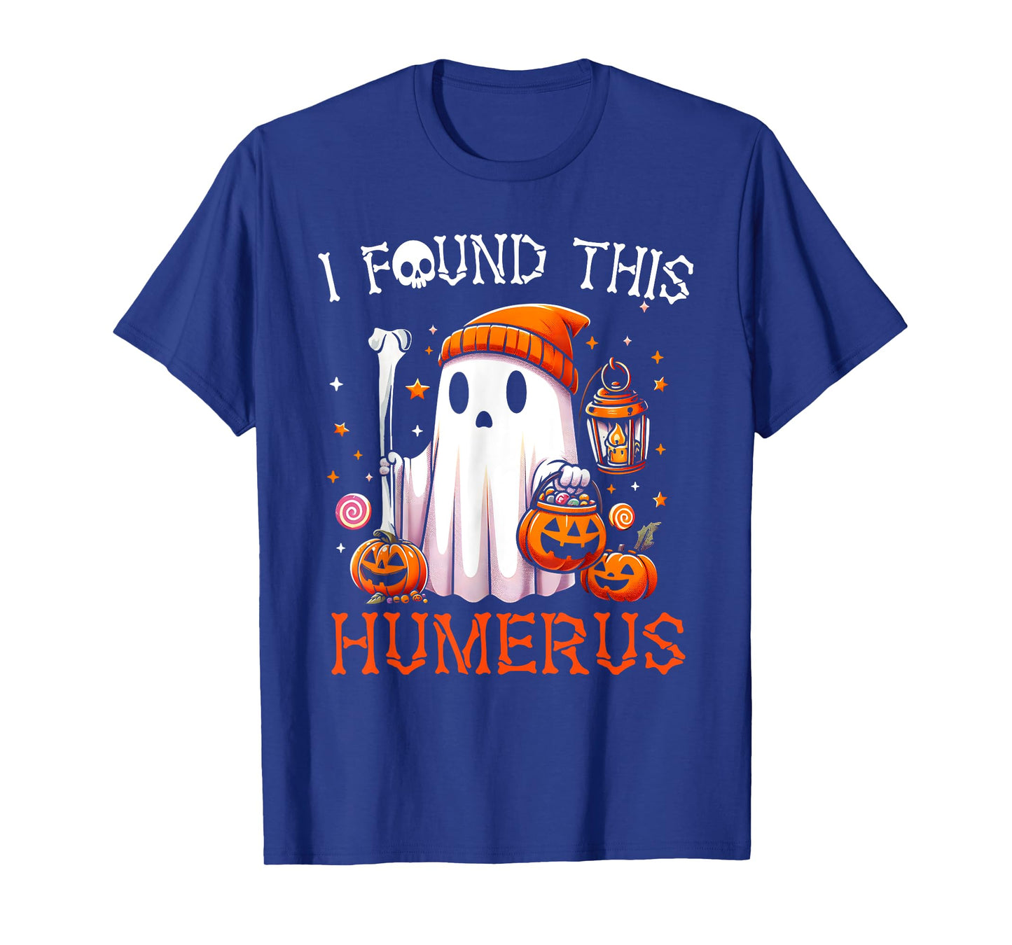 I Found This Humerus Funny Halloween Ghost Skeleton Womens T-Shirt