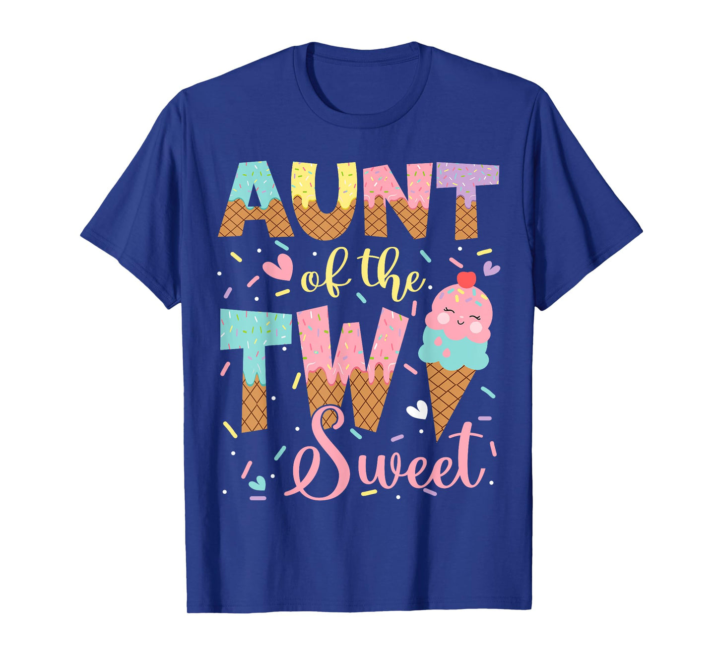 Aunt Of The Two Sweet 2Nd Birthday Girl Ice Cream T-Shirt
