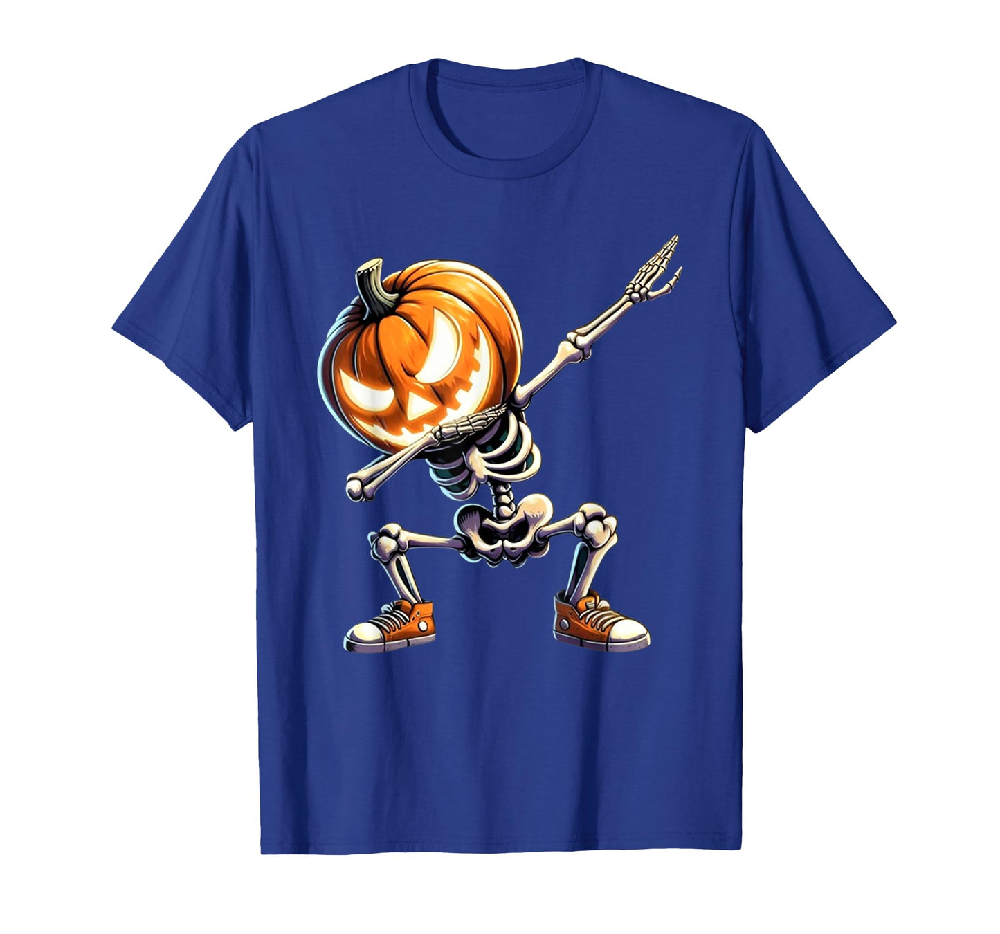 Funny Halloween Dabbing Skeleton with Pumpkin Head Scary boy T-Shirt