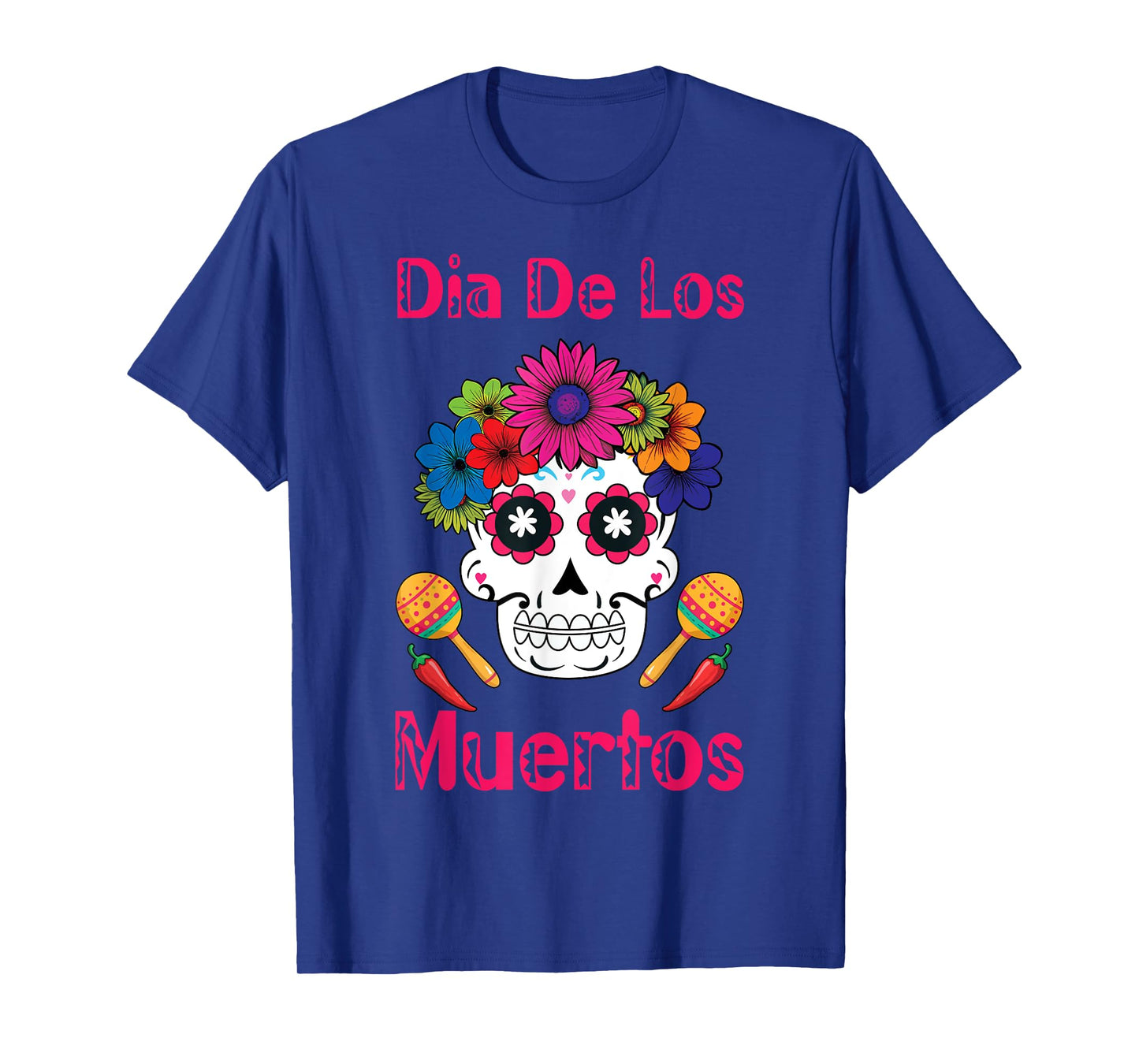 Dia De Los Muertos Floral Sugar Bone Candy Halloween T-Shirt