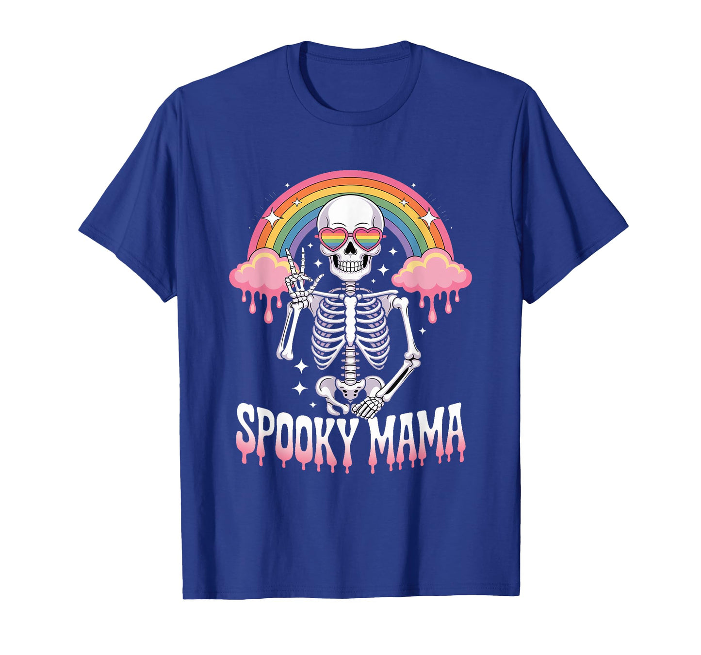 Spooky Mama Rainbow Skeleton Halloween T-Shirt