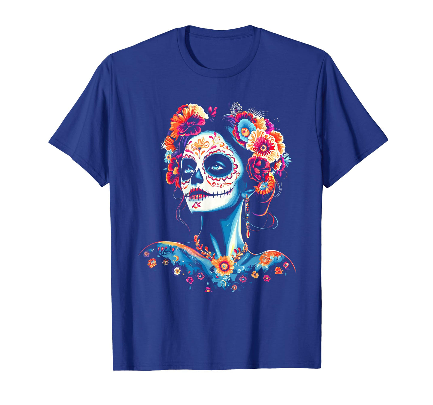 Colorful Sugar Skull Girl Dia De Los Muertos T-Shirt