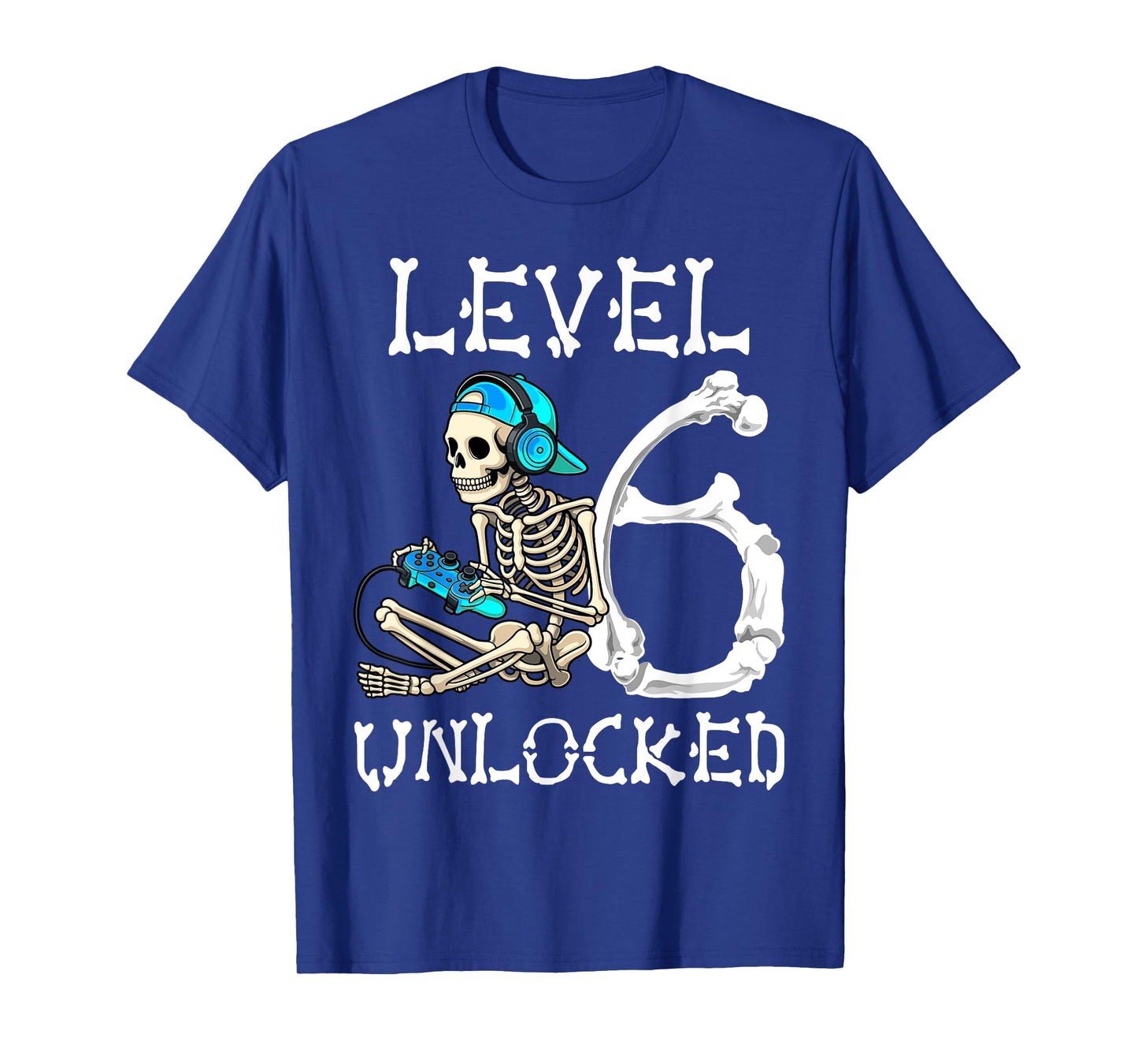 Level 6 Unlocked Skeleton Gamer Video Gaming 6th Birthday T-Shirt
