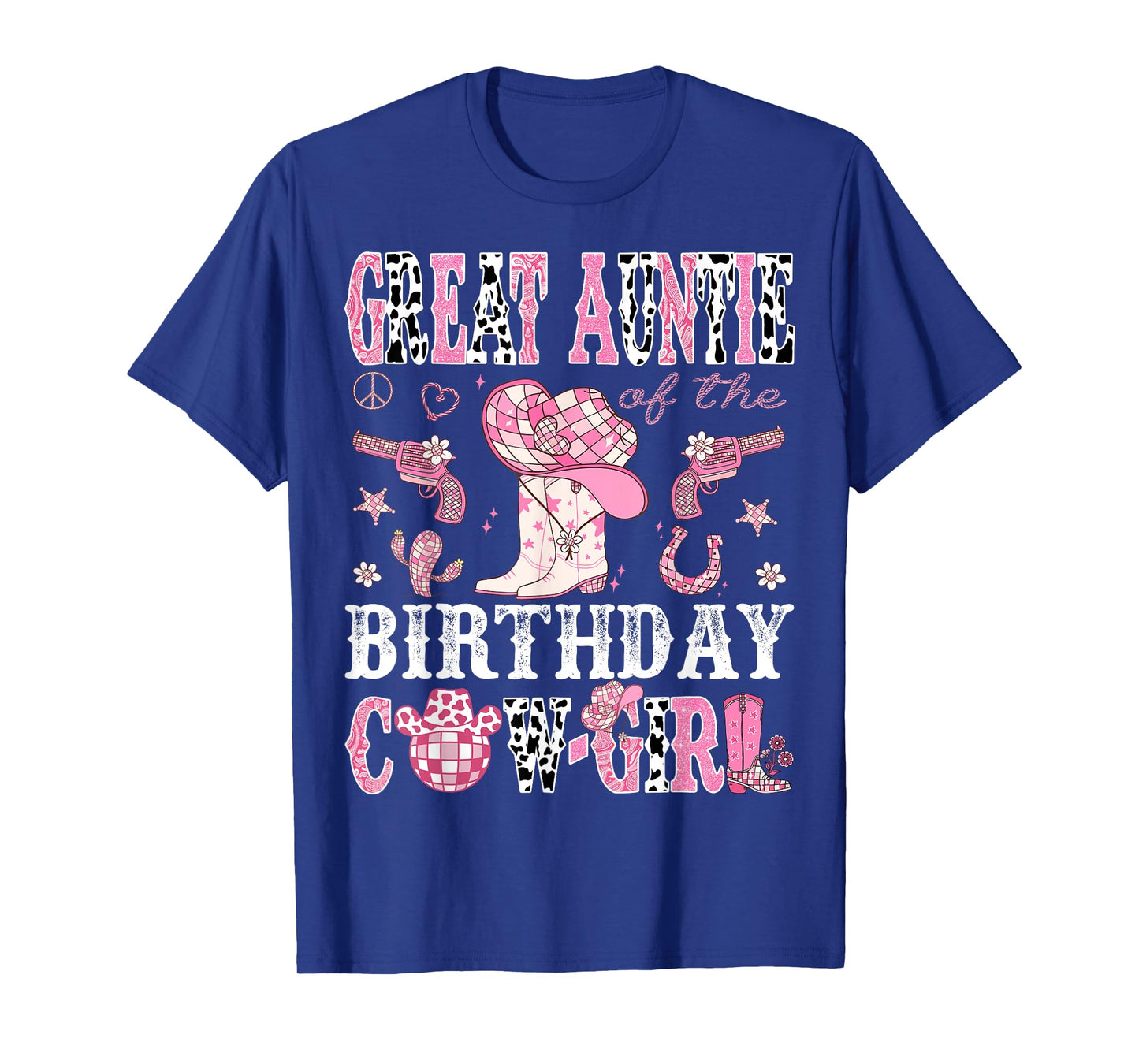 Great Auntie Of The Birthday Cow-Girl Pink Disco Western T-Shirt