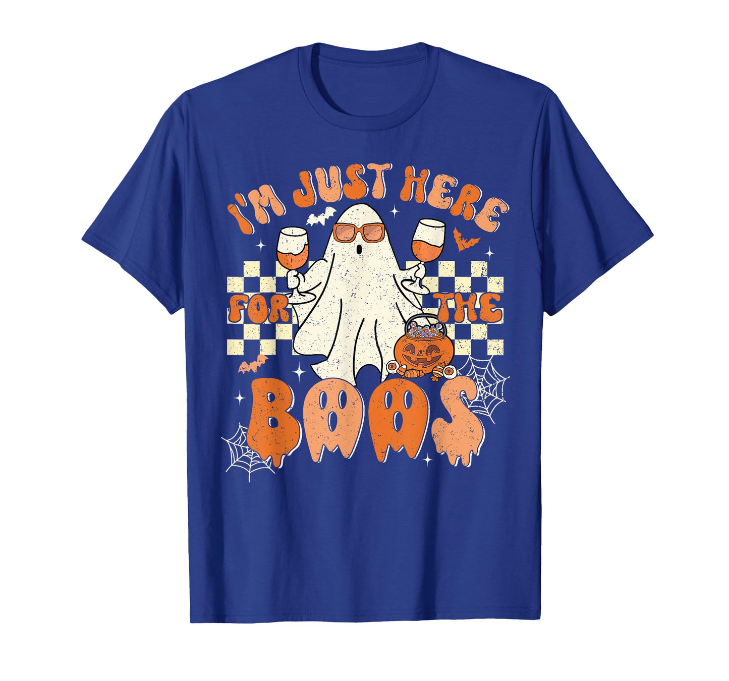Retro Groovy I'm Just Here For The Boos Ghost Halloween T-Shirt
