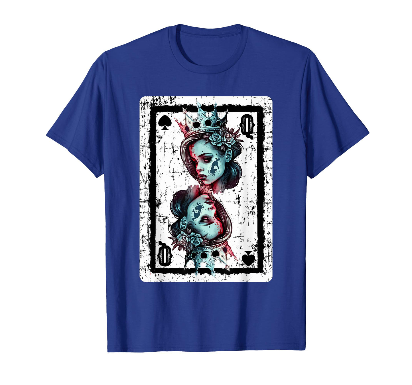 Queen of Spades Gothic Card Game Halloween Creepy Poker Game T-Shirt