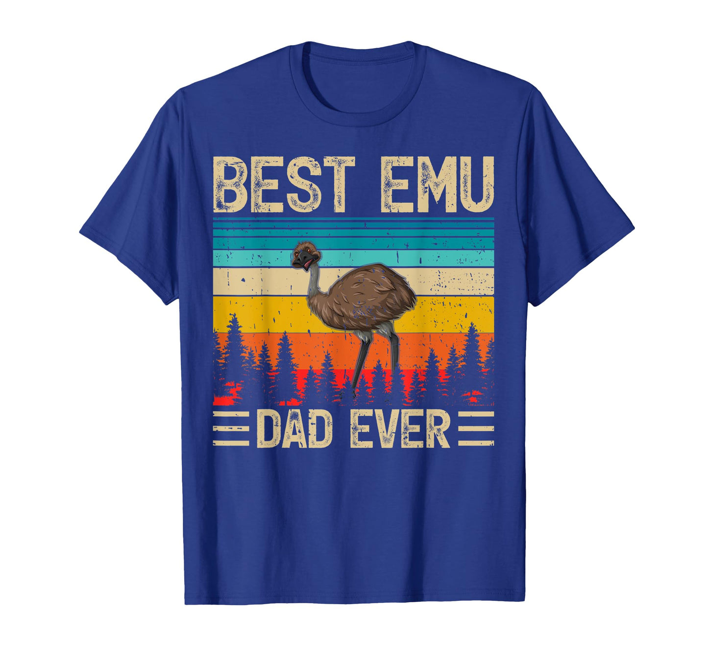 Mens Emu Bird Vintage Funny Best Emu Dad Ever Father's Day T-Shirt