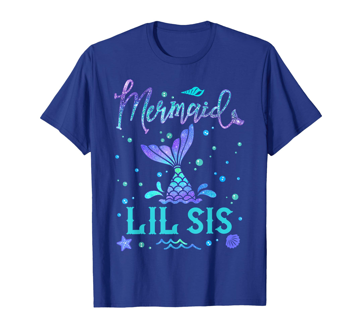 Mermaid Lil Sis Matching Birthday Squad Party Mermaid Tail T-Shirt