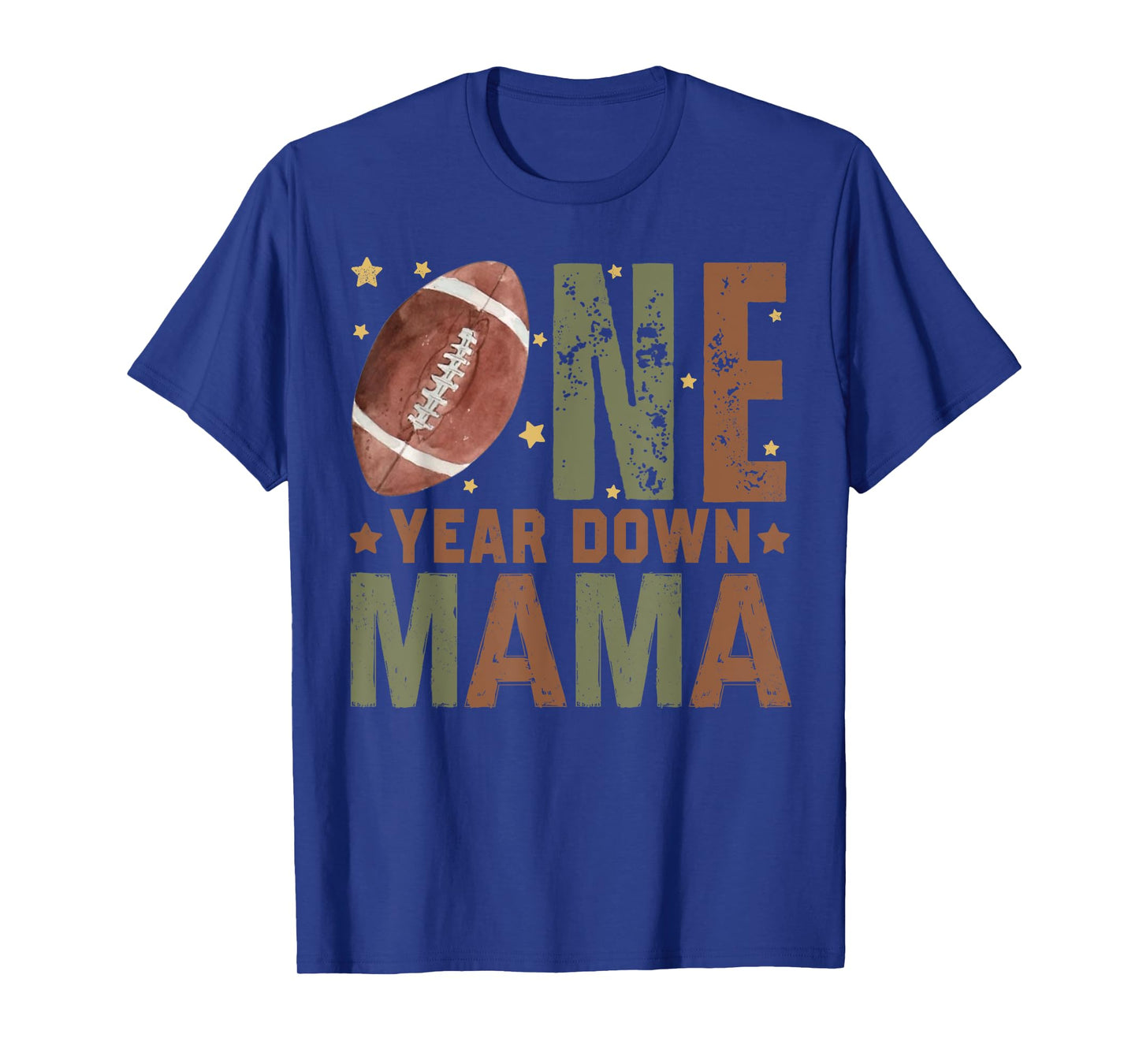 Mama Of The 1 Year Old Football 1st Year Down Birthday Boy T-Shirt