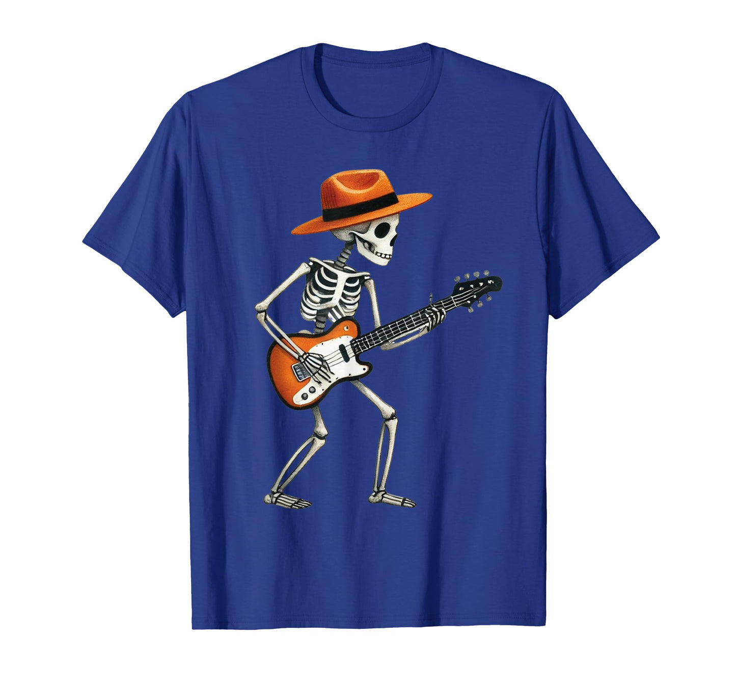 Skeleton Playing Electric Guitar Rock Halloween Boys Men Tee T-Shirt