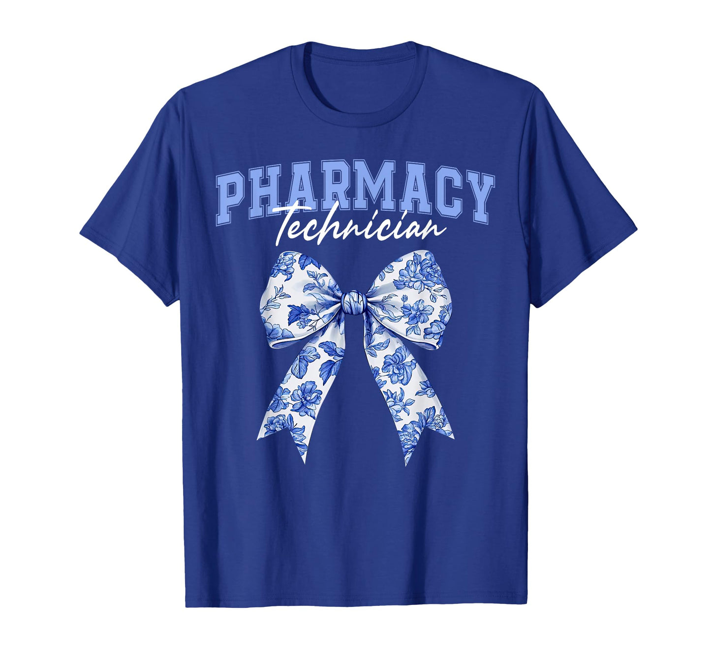 Cute Floral Blue Coquette Bow Pharmacy Technician Cpht T-Shirt