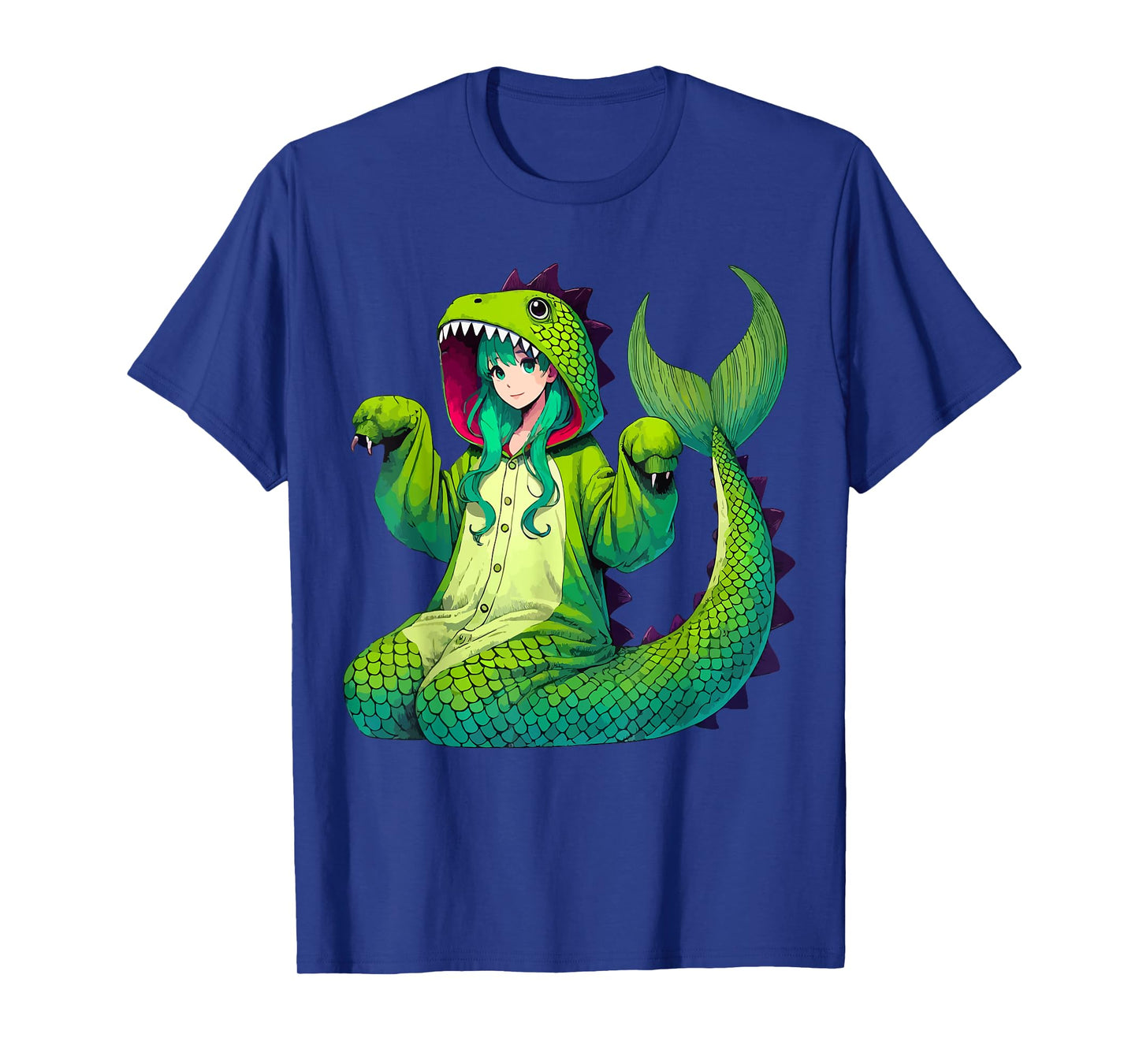 Mermaid Wearing Dinosaur Costume Halloween Cosplay T-Rex T-Shirt
