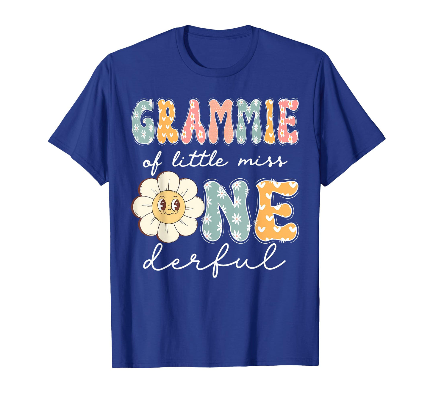 Grammie Of Little Miss Onederful 1St Birthday Girl Daisy T-Shirt