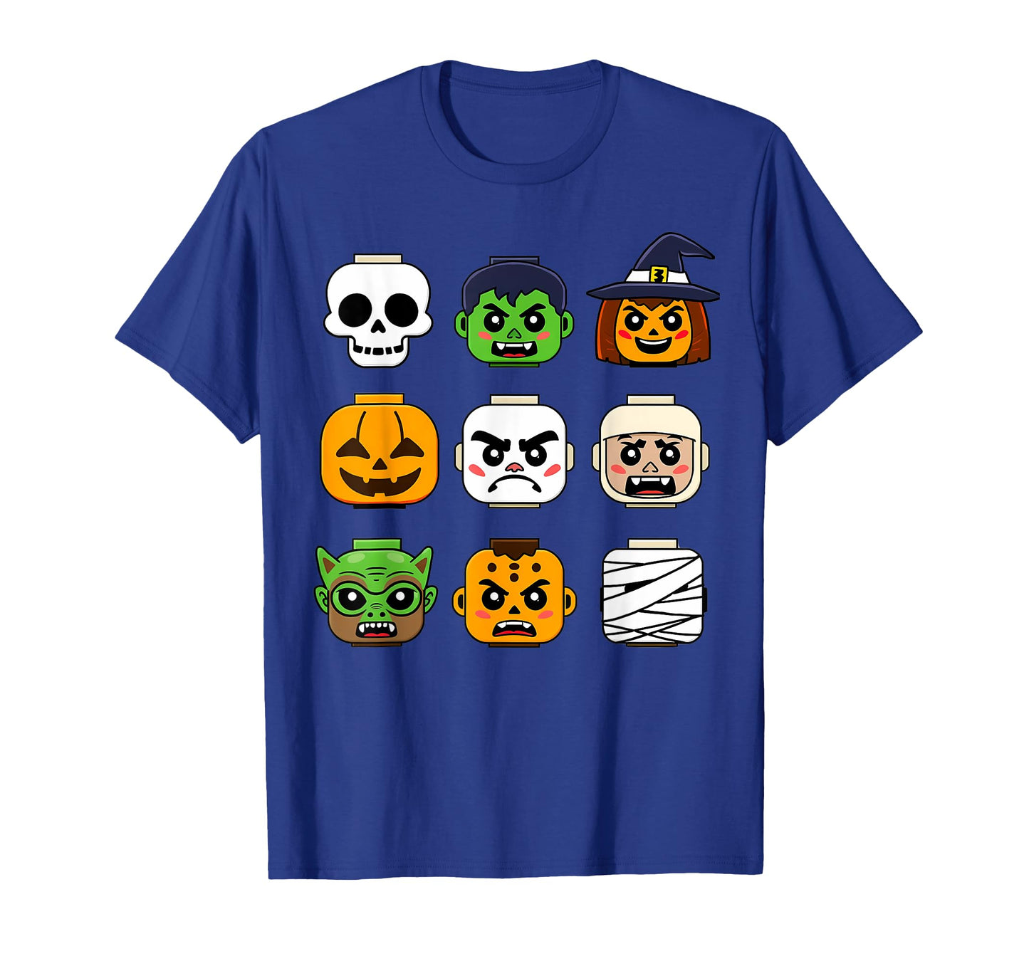 Halloween Building Brick Head Pumpkin Ghost Zombie Boys T-Shirt