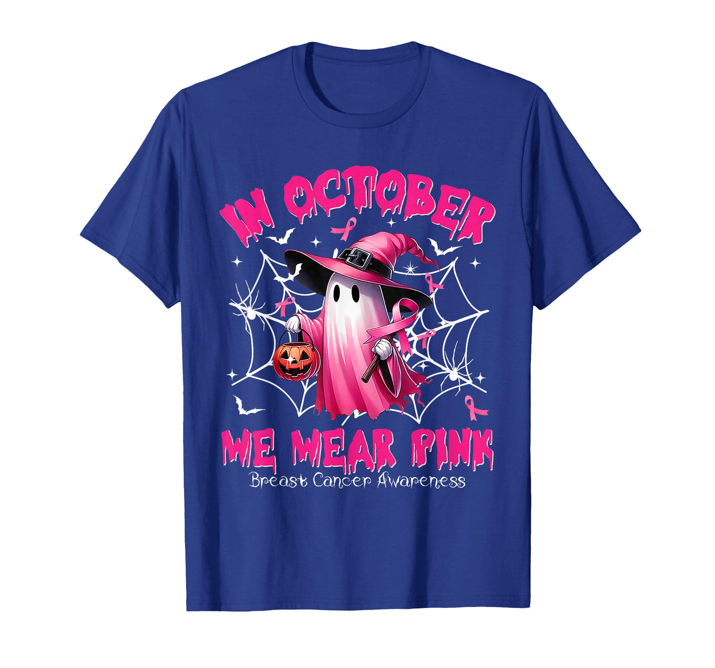 In October We Wear Pink Breast Cancer Awareness Halloween T-Shirt