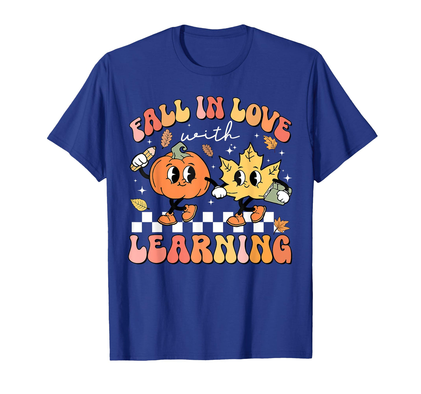 Retro Fall In Love With Learning Autumn Pumpkin Teacher T-Shirt