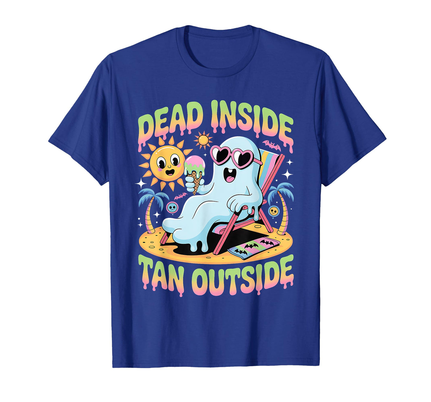 Dead Inside Tan Outside Funny Ghost Summerween T-Shirt