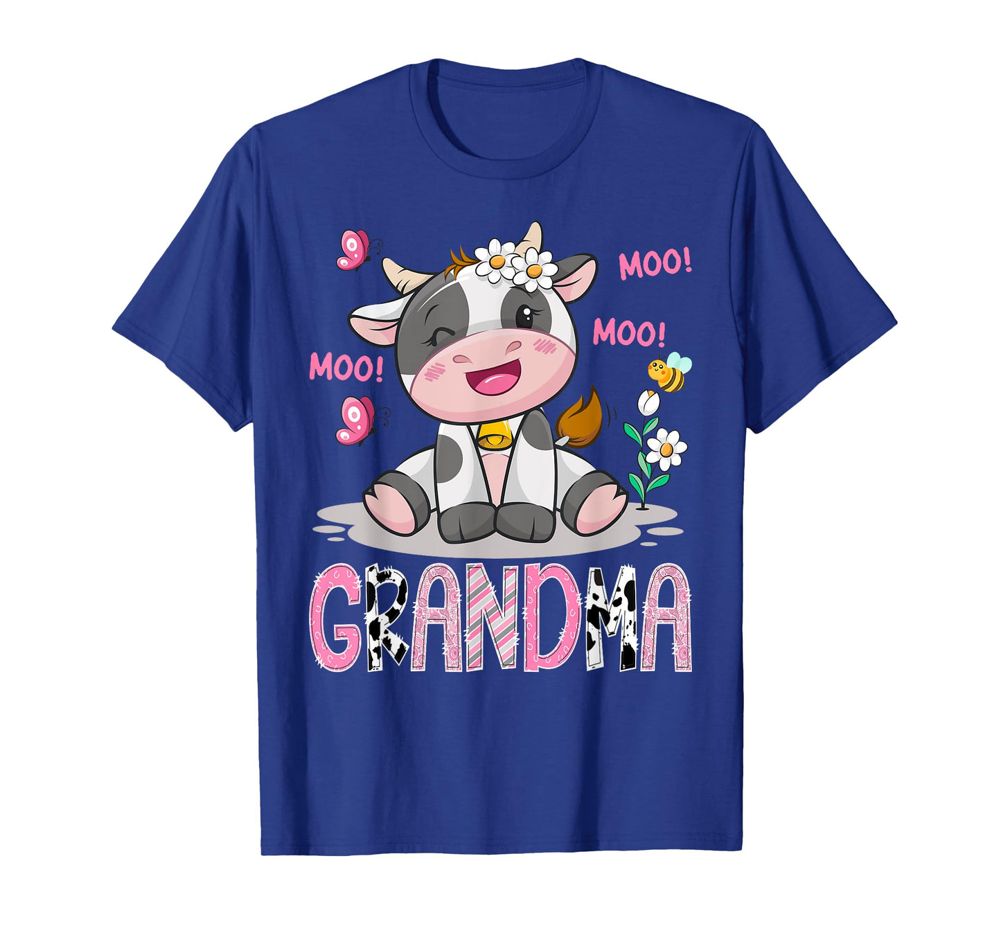 Grandma Pink Farm Cute Cow Moo Moo Birthday Girl Matching T-Shirt