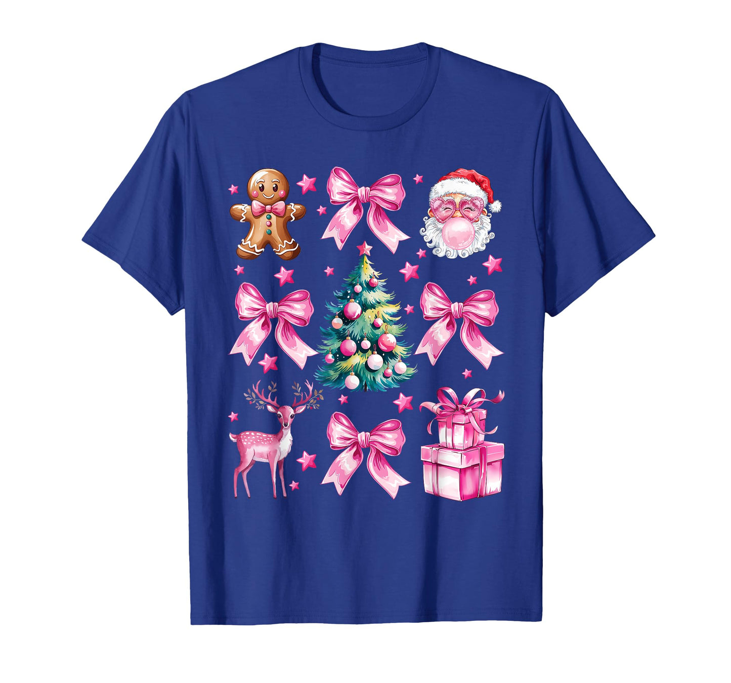 Cute Retro Coquette Bow Pink Christmas Tree Women Kids Girls T-Shirt
