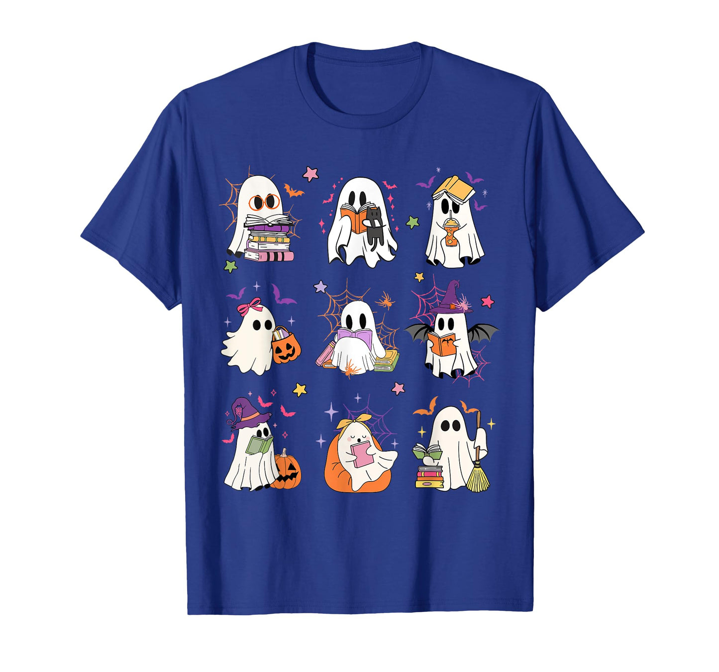 Funny Ghost Book Reading Halloween Books Lover Teacher Kids T-Shirt