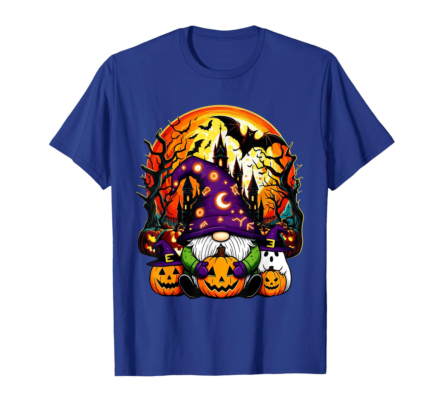 Halloween Gnome Cosplay Witch Boo Ghosts Carved Pumpkins T-Shirt