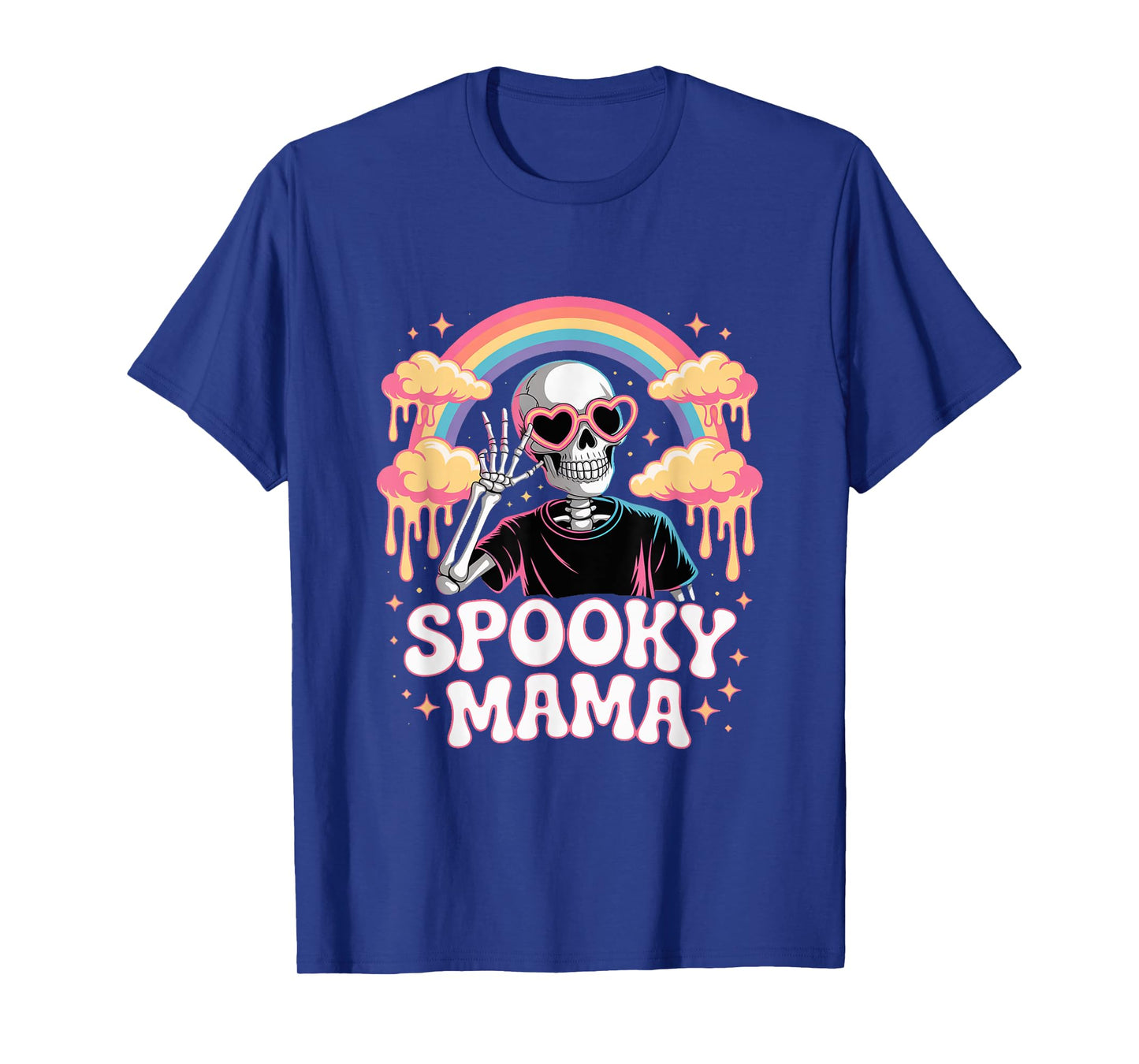Spooky Mama Rainbow Skeleton Halloween T-Shirt