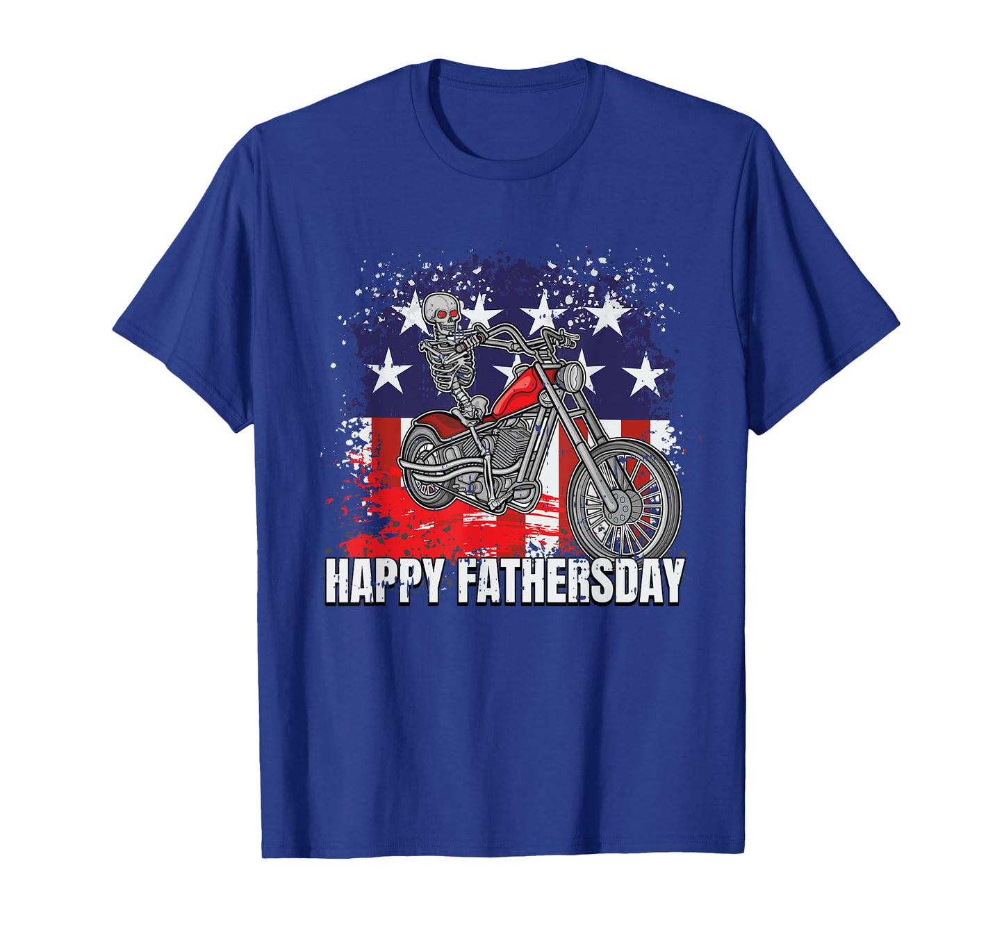 Skeleton Riding Motorcycle Happy Fathers Day Funny Dad Papa T-Shirt