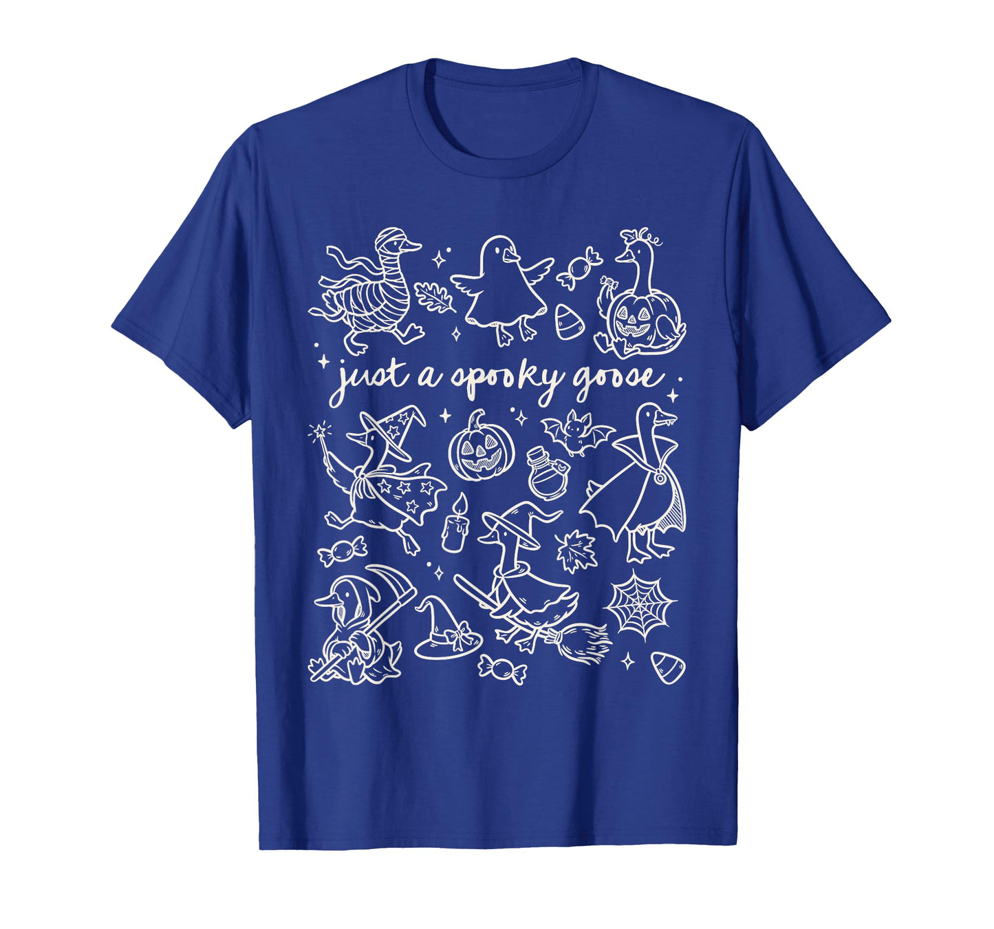 Just A Spooky Goose Cute Silly Halloween Doodles T-Shirt