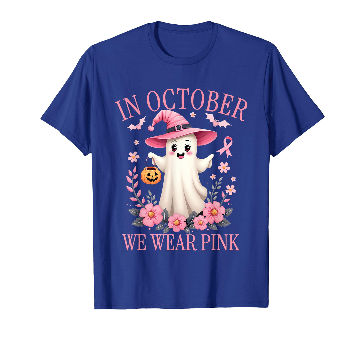 In October We Wear Pink Breast Cancer Awareness Halloween T-Shirt