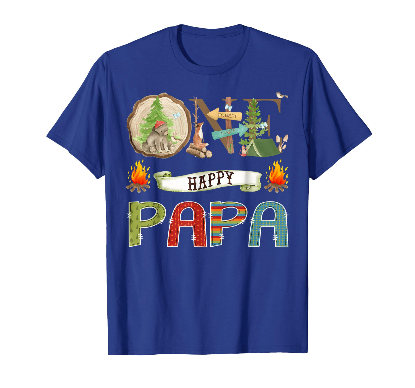 One Happy Papa Camper 1St Birthday Camping Bear T-Shirt