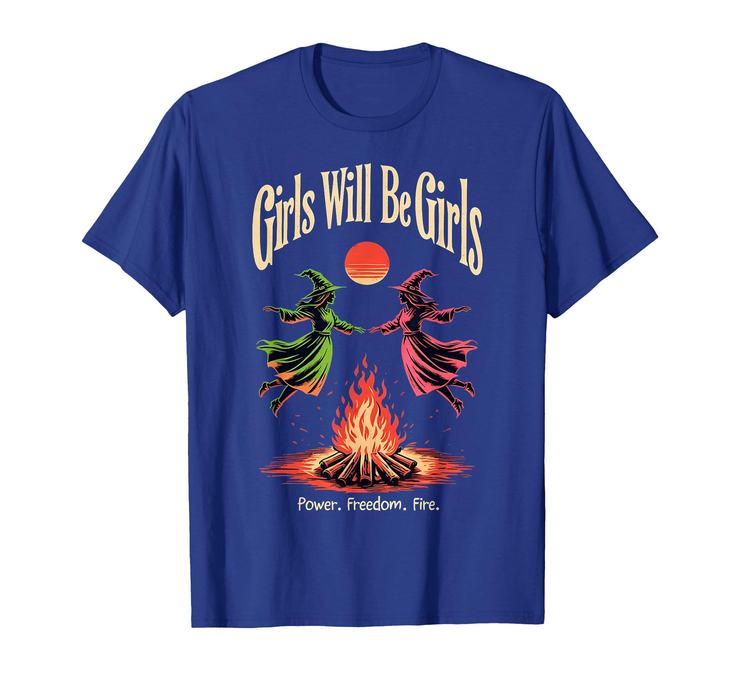 Girl Will Witch Be Girls Feminist Halloween Witch Pink Green T-Shirt
