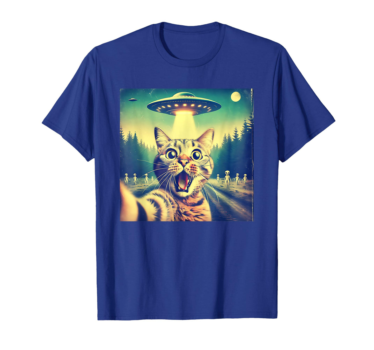 Cat Selfie With Aliens UFO Tee Funny Cat Men Women Gifts T-Shirt