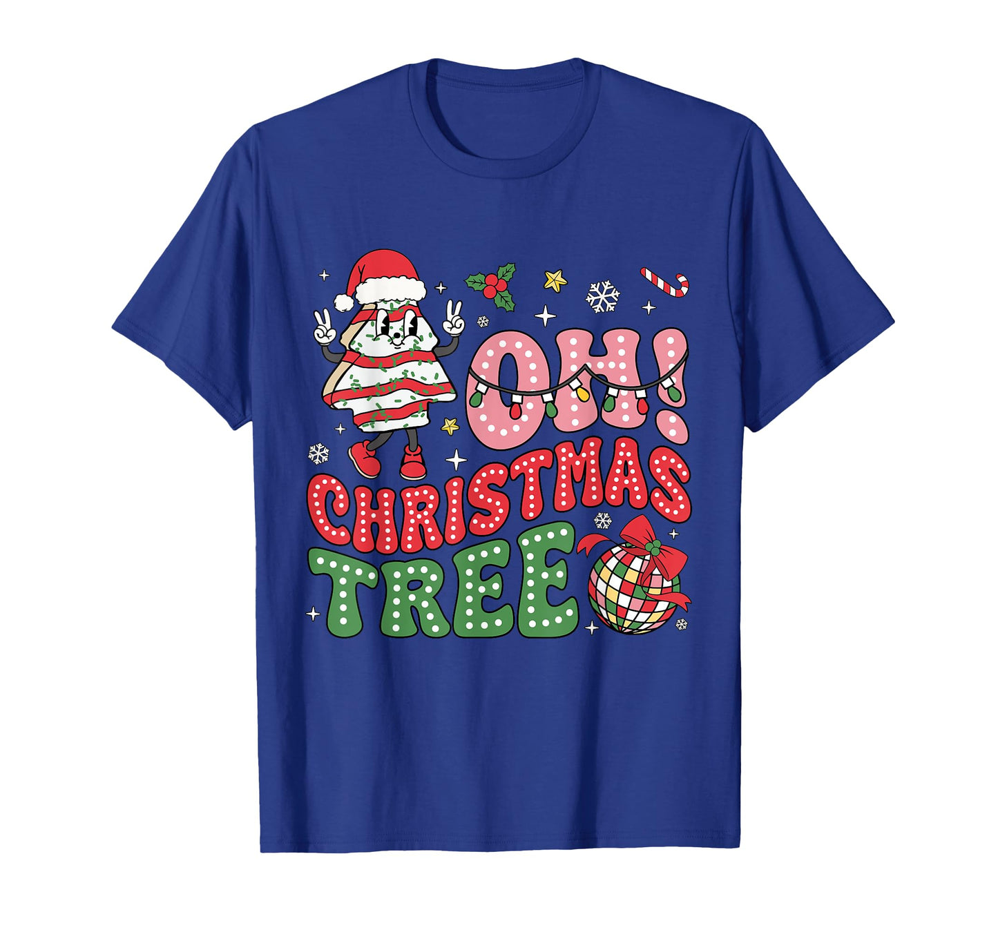 Groovy Oh Christmas Tree Cakes Funny Xmas Cake Lovers Women T-Shirt