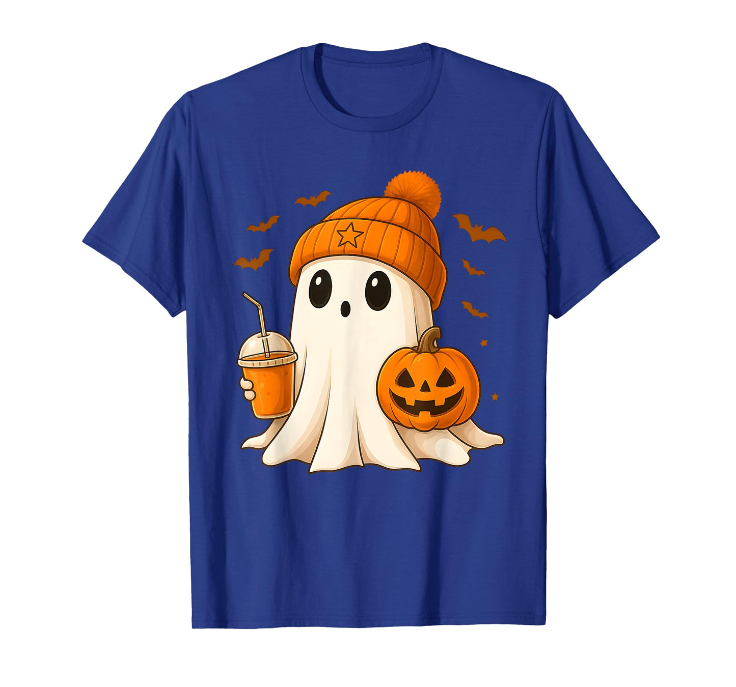 Halloween Cute Ghost Drink Pumpkin Men Women Halloween Ghost T-Shirt