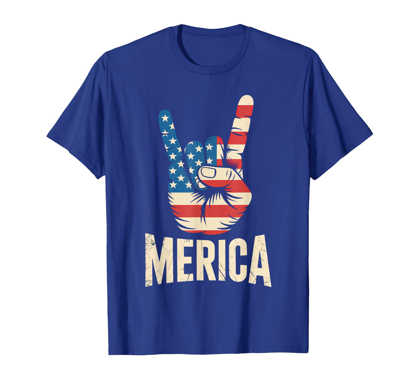 Merica Rock Sign 4th of July Vintage American USA Flag Retro T-Shirt
