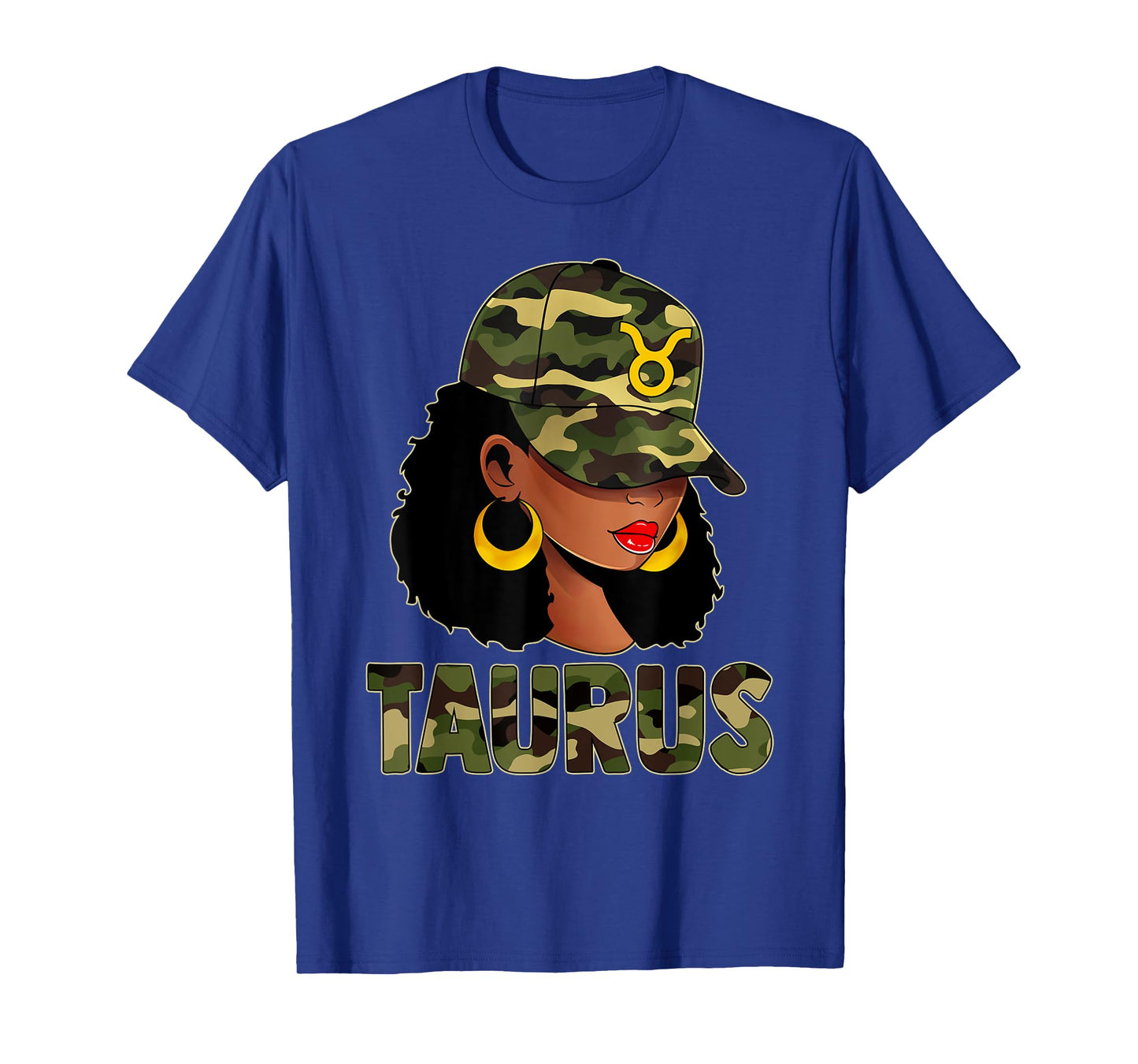 Taurus Queen Camouflage Black Woman Cap Zodiac Sign T-Shirt